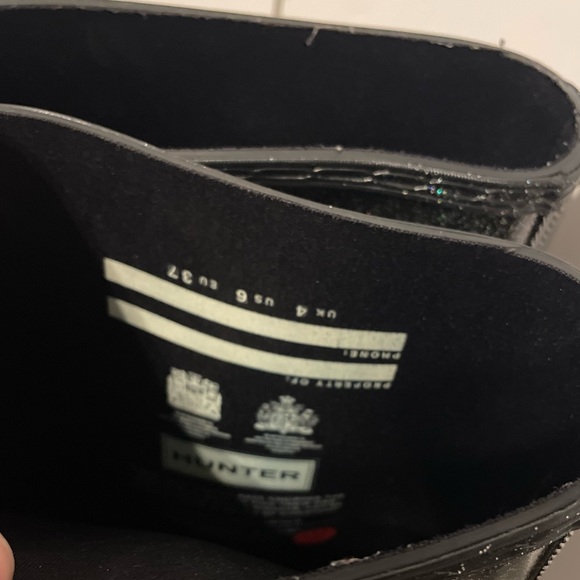 HUNTER Original Starcloud Sparkling Black Tall rain boots women’s shoe sz 6 - Picture 6 of 9